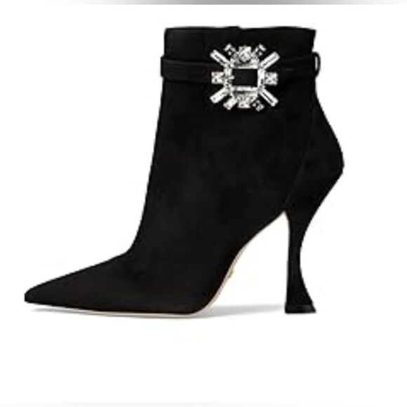 Stuart Weitzman Crystal Nova Xcurve 100 Zip Spool Heel Boot Black Size 7.5 - Picture 1 of 9